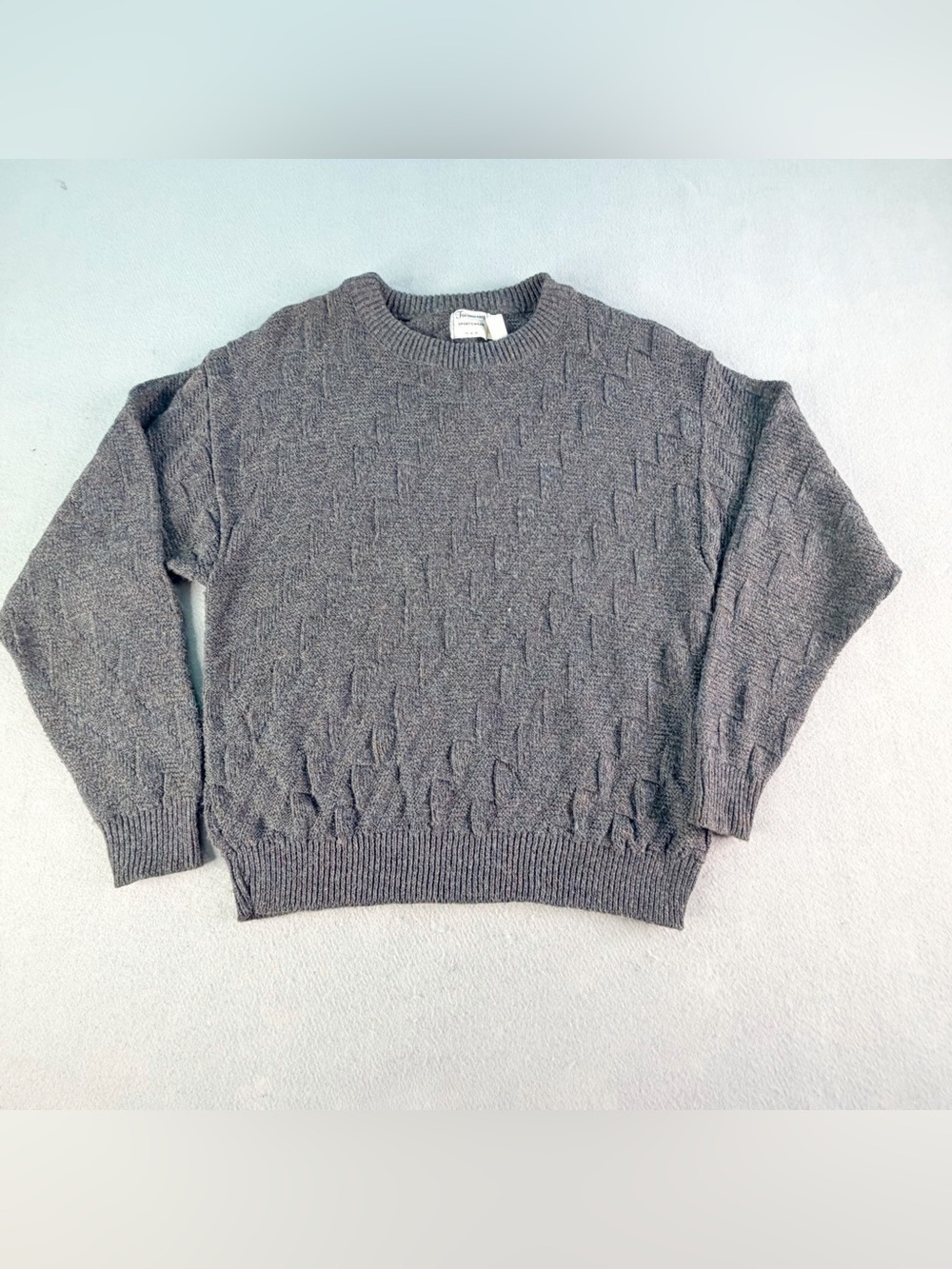 Vintage 90’s Fairmount Textured Crewneck Grandpa Sweater Mens Medium Gray